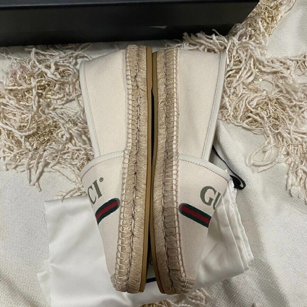 Gucci Logo Canvas Espadrilles Off-White EU 39.5 NEW - Picture 5 of 13